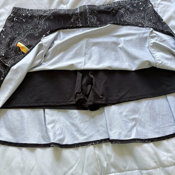 Lucky In Love Tennis Golf Skort Skirt Black Stretch Womens Size XXL Paisley - Picture 5 of 8